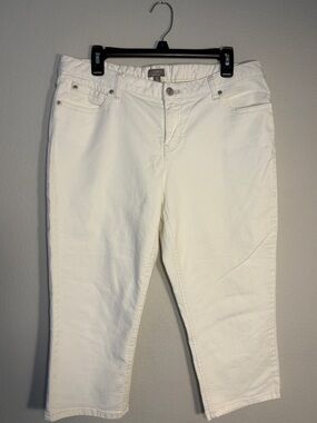J. Jill Cotton White Denim Capri Jeans 14 Minimalist Summer Coastal